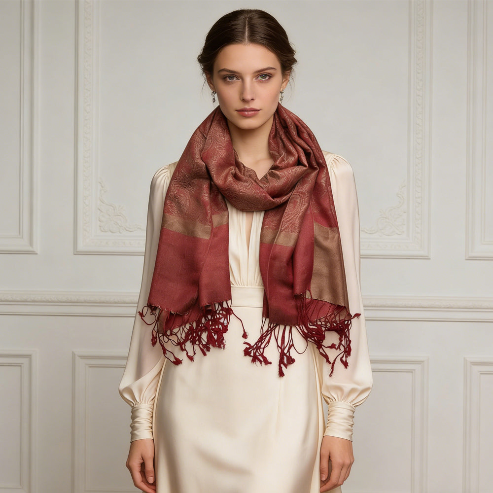 Classic Red Luxurious Jacquard Scarf