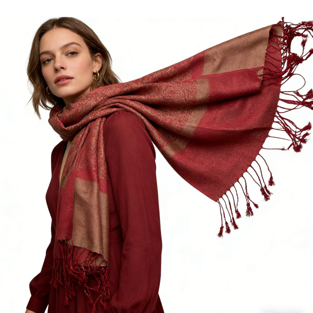 Classic Red Luxurious Jacquard Scarf