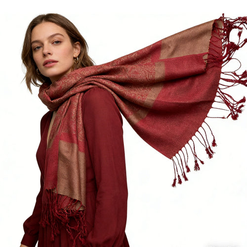 Classic Red Luxurious Jacquard Scarf