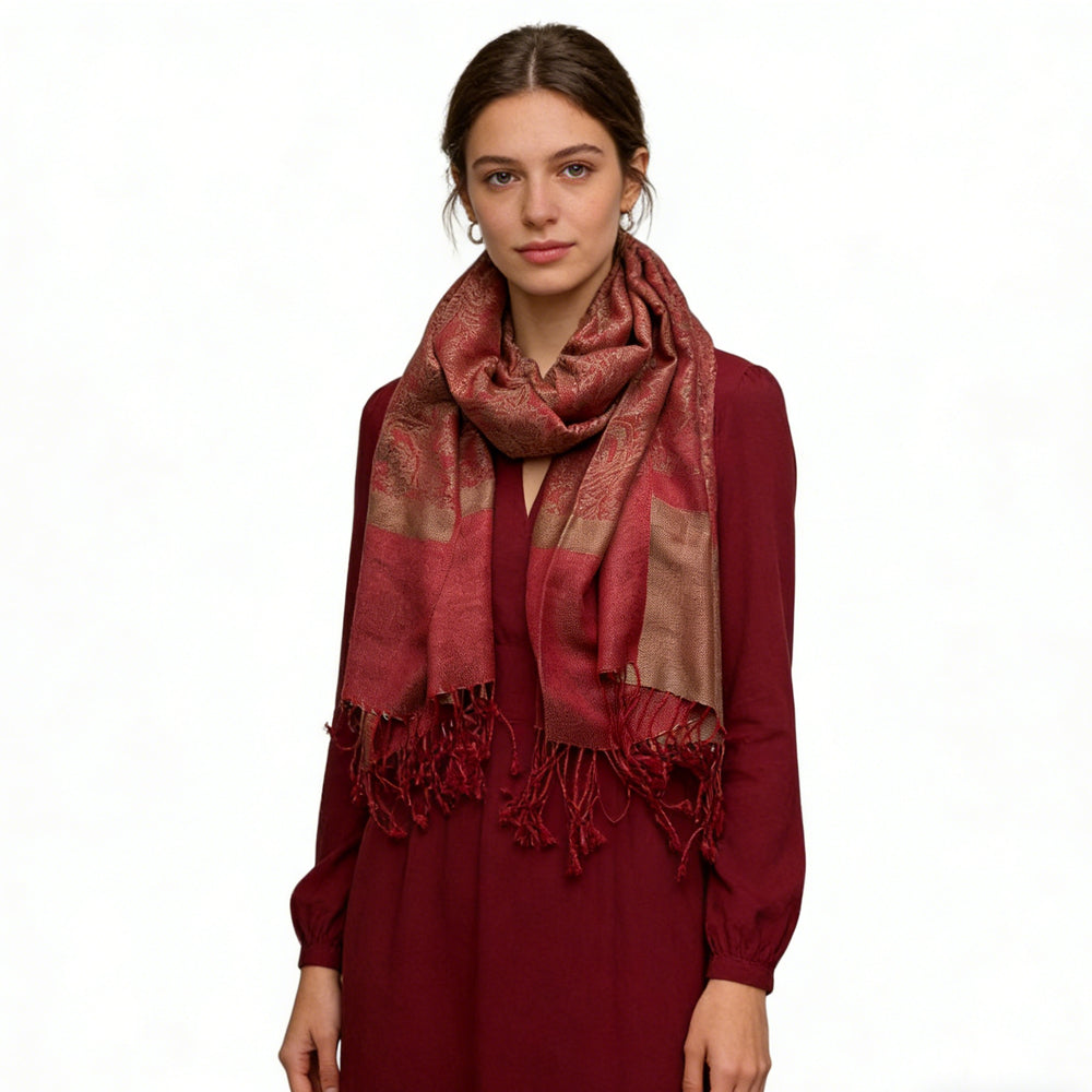 Classic Red Luxurious Jacquard Scarf