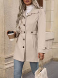 New Style Women's Autumn And Winter Medium-length Elegant Woolen Coat, Lapel Button Elegant Slim-fitting Woolen Coat