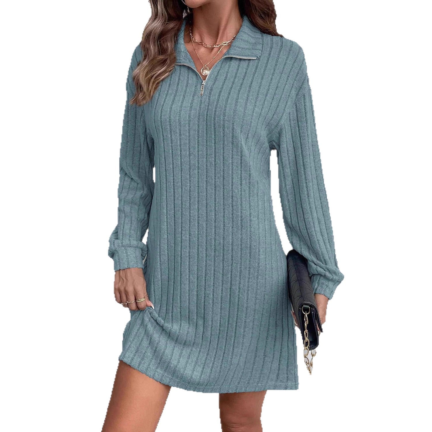 European & American Turtleneck Sheath Dress Women's Clothing