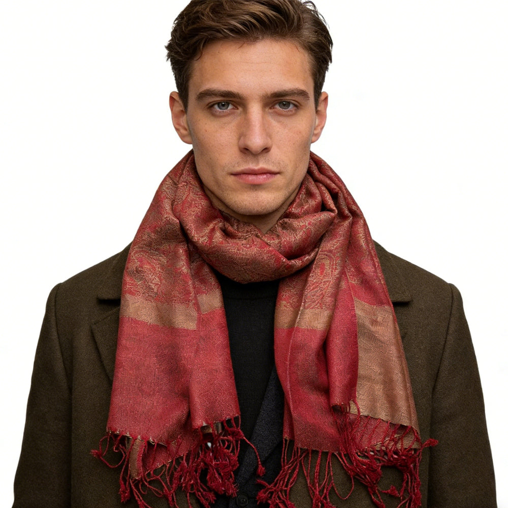Classic Red Luxurious Jacquard Scarf