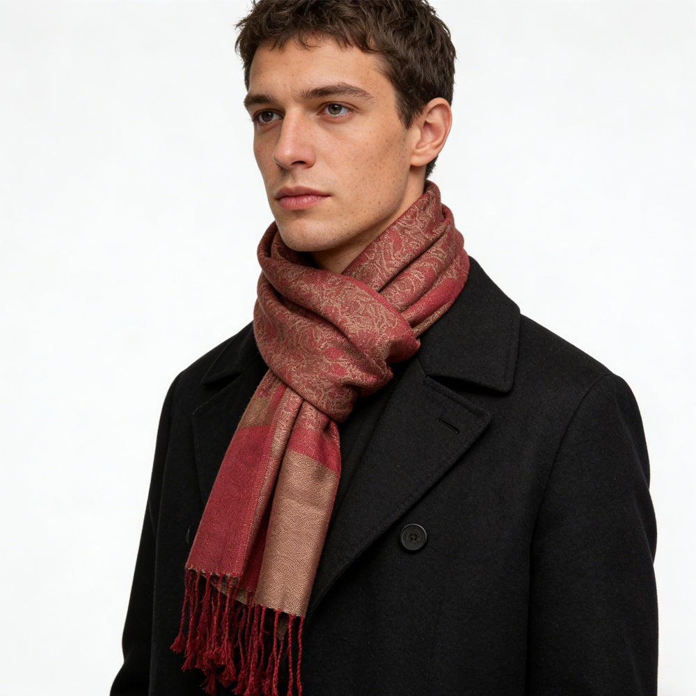 Classic Red Luxurious Jacquard Scarf